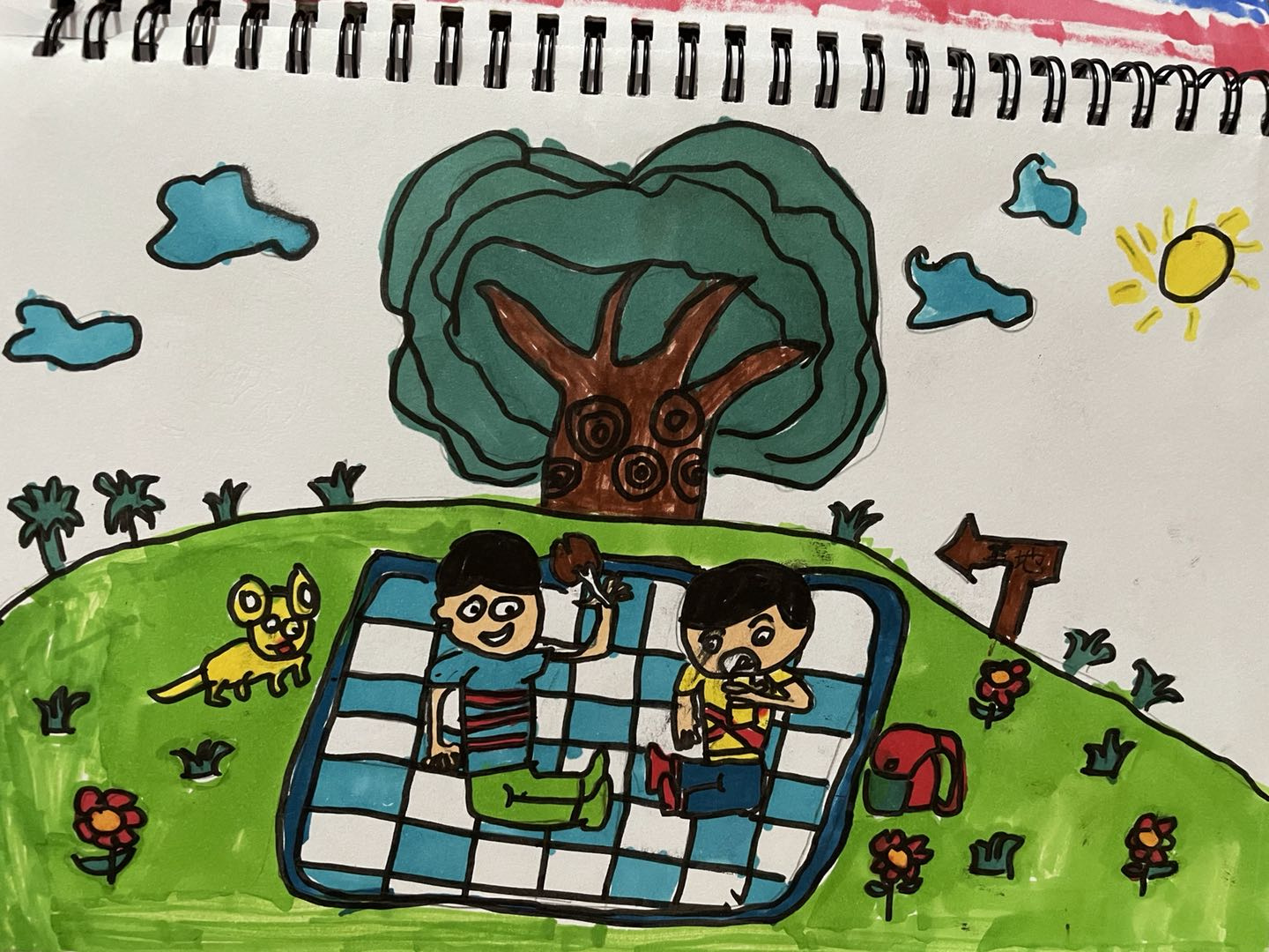 仿日历创作的野餐图，暖意洋洋！